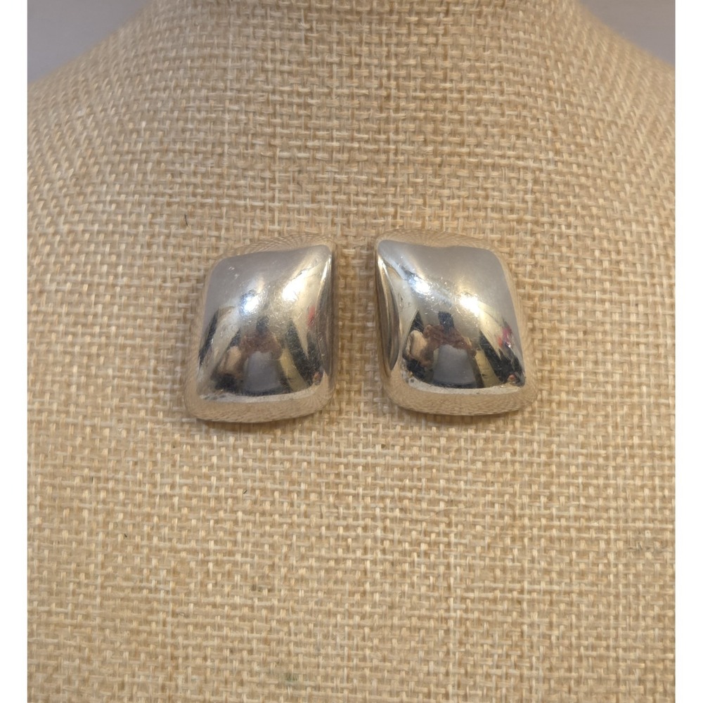 Vintage Puffy Simon Sebbag Designs Sterling Silver Modernist Dangle Earrings SSD